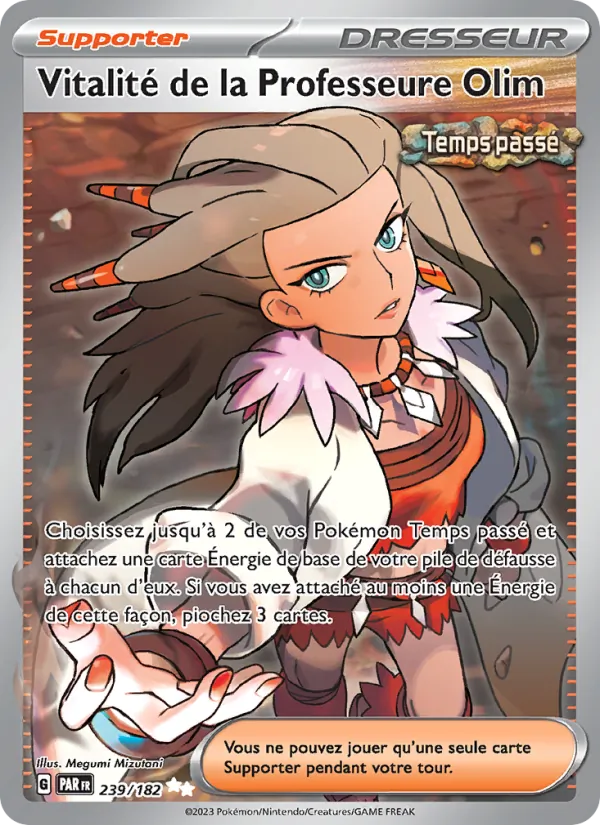 Carte Pokémon Vitalité de la Professeure Olim de l'extension Faille Paradoxe