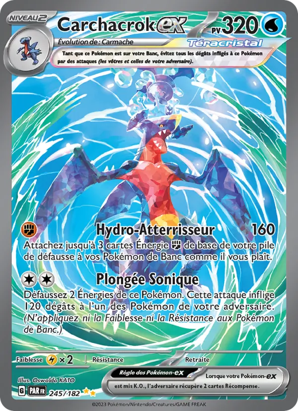 Carte Pokémon Carchacrok-ex de l'extension Faille Paradoxe