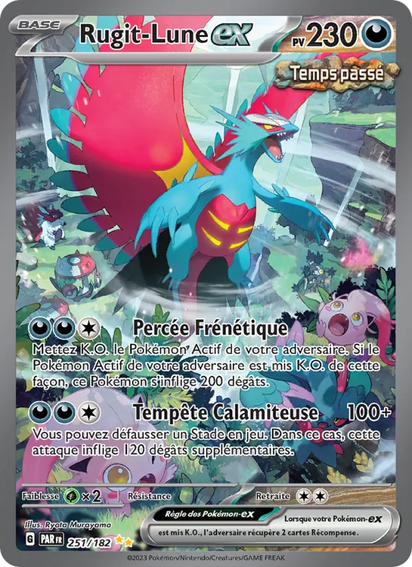 Carte Pokémon Rugit-Lune-ex de l'extension Faille Paradoxe