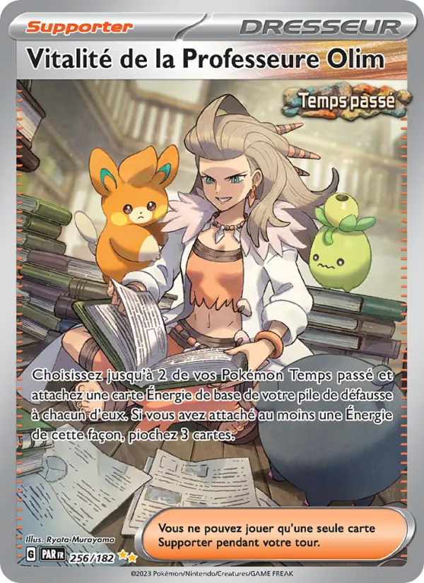 Carte Pokémon Vitalité de la Professeure Olim de l'extension Faille Paradoxe