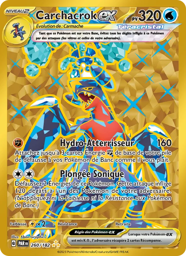 Carte Pokémon Carchacrok-ex de l'extension Faille Paradoxe