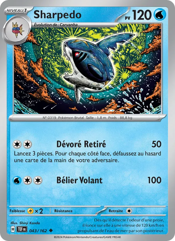 Carte Pokémon Sharpedo de l'extension Forces Temporelles