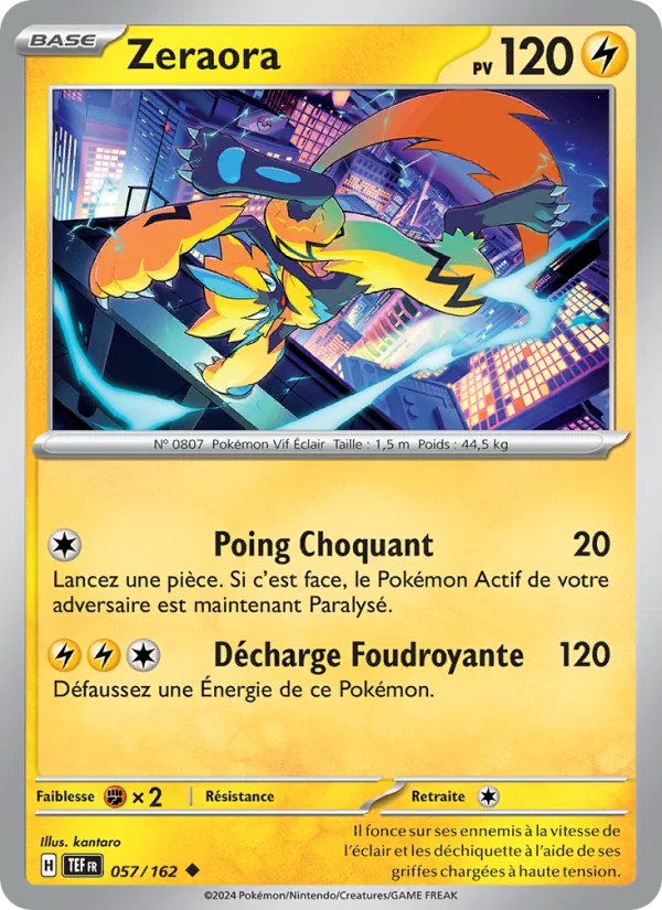 Carte Pokémon Zeraora de l'extension Forces Temporelles