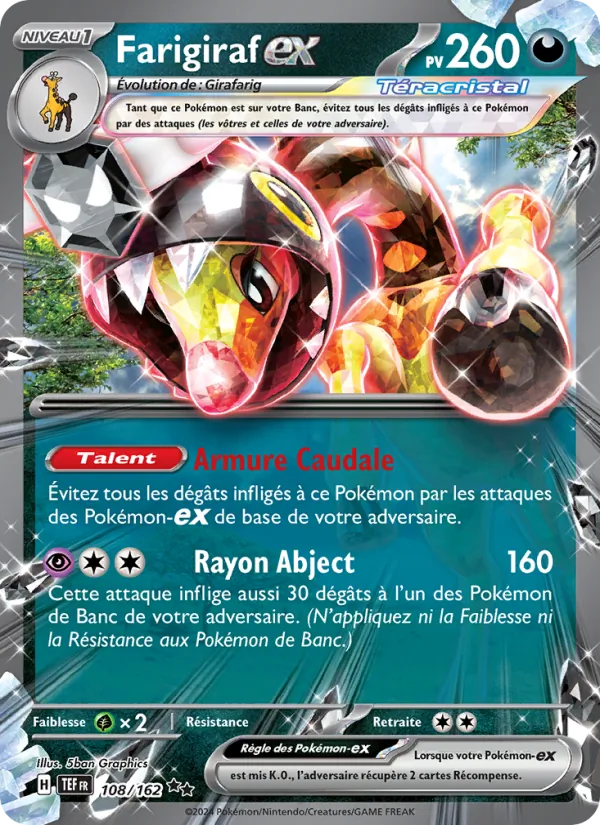 Carte Pokémon Farigiraf-ex de l'extension Forces Temporelles