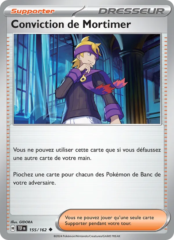 Carte Pokémon Conviction de Mortimer de l'extension Forces Temporelles