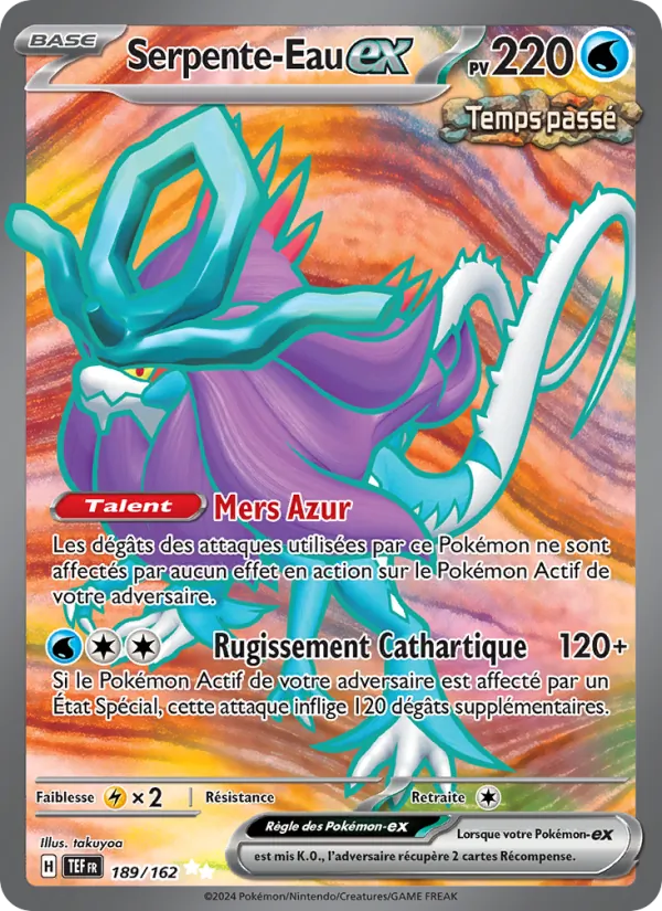 Carte Pokémon Serpente-Eau-ex de l'extension Forces Temporelles