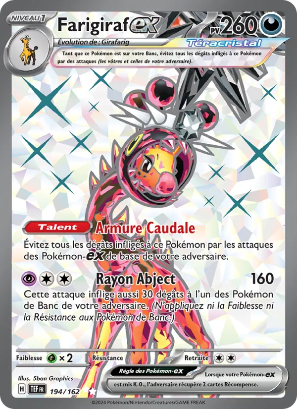 Carte Pokémon Farigiraf-ex de l'extension Forces Temporelles