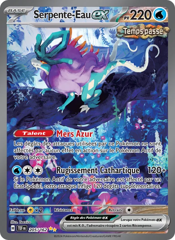 Carte Pokémon Serpente-Eau-ex de l'extension Forces Temporelles