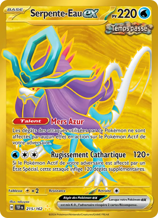 Carte Pokémon Serpente-Eau-ex de l'extension Forces Temporelles