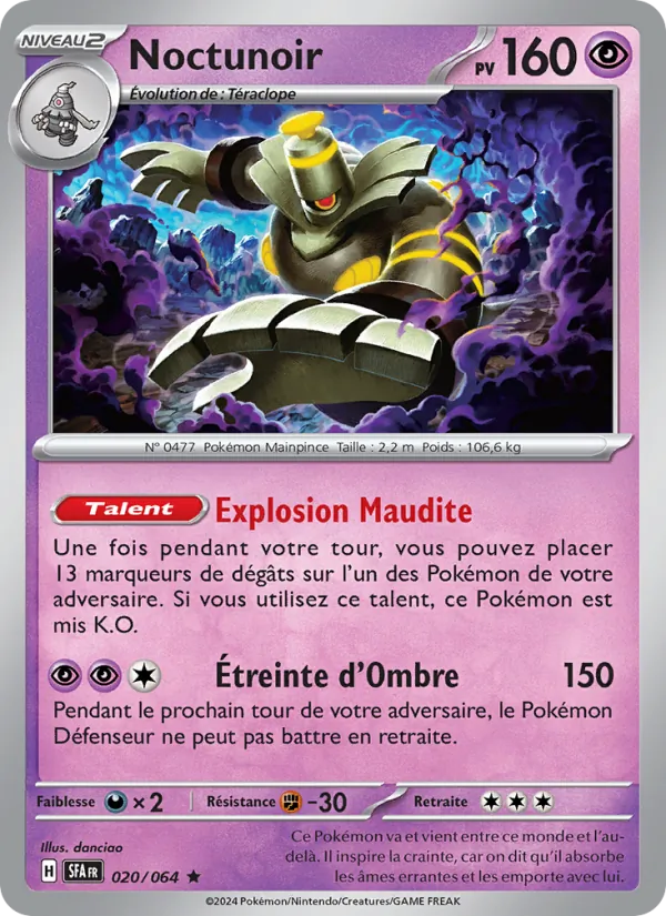 Carte Pokémon Noctunoir de l'extension Fable Nébuleuse