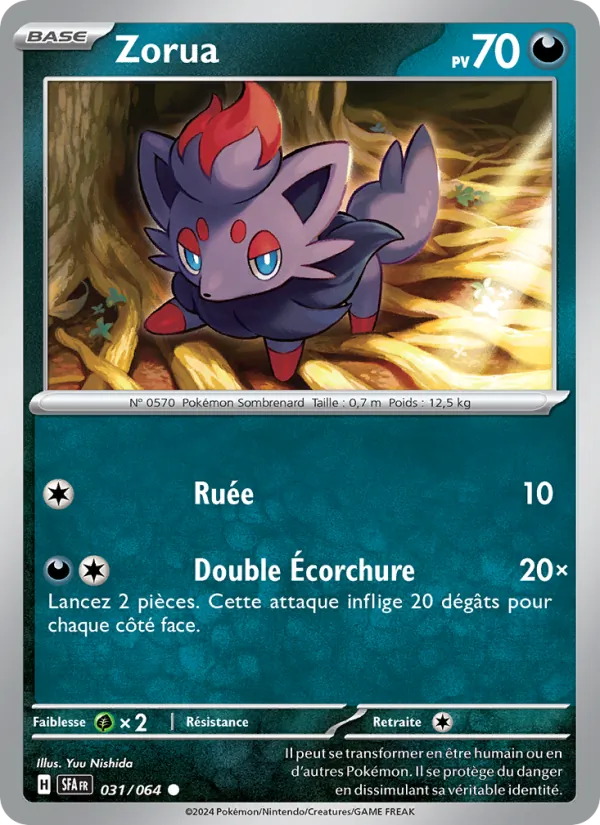 Carte Pokémon Zorua de l'extension Fable Nébuleuse