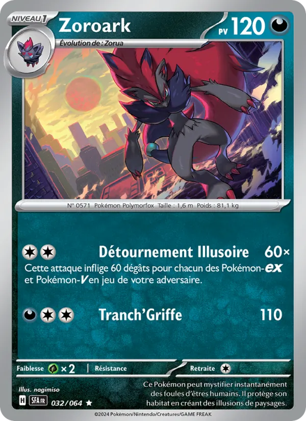 Carte Pokémon Zoroark de l'extension Fable Nébuleuse