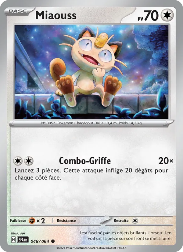 Carte Pokémon Miaouss de l'extension Fable Nébuleuse