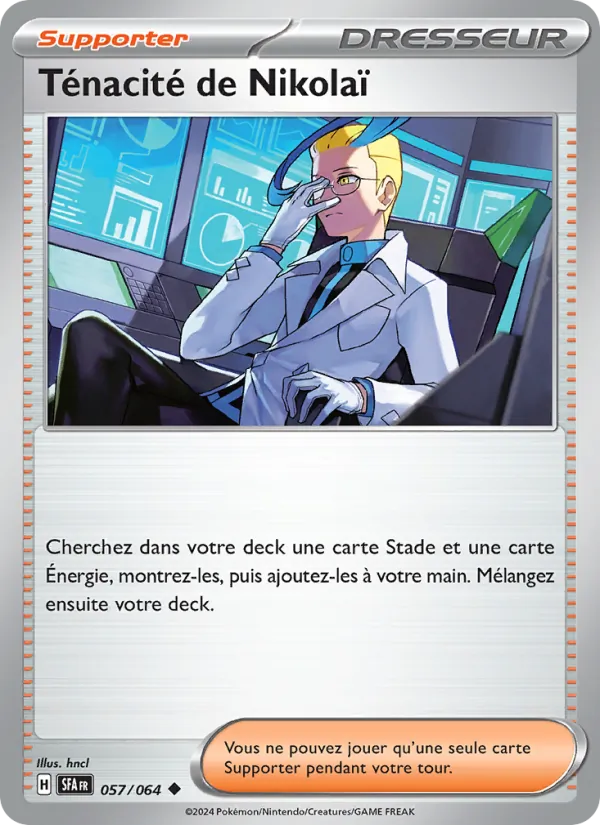 Carte Pokémon Ténacité de Nikolaï de l'extension Fable Nébuleuse