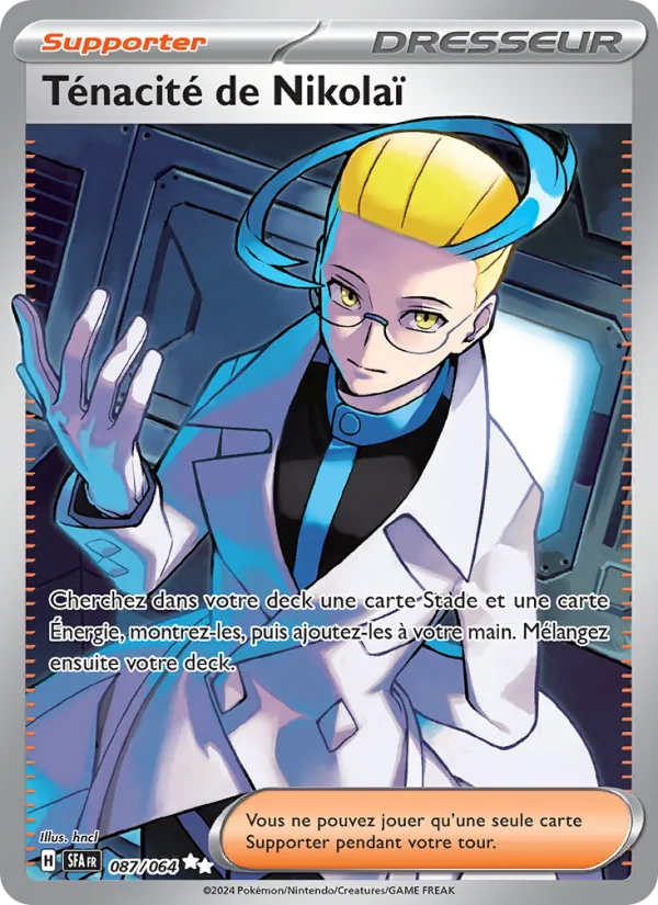 Carte Pokémon Ténacité de Nikolaï de l'extension Fable Nébuleuse