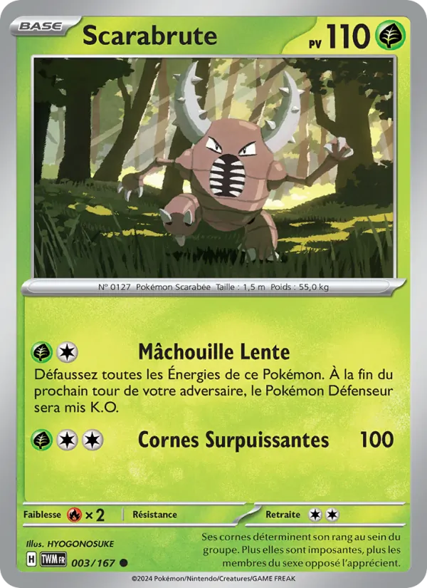 Carte Pokémon Scarabrute de l'extension Mascarade Crépusculaire