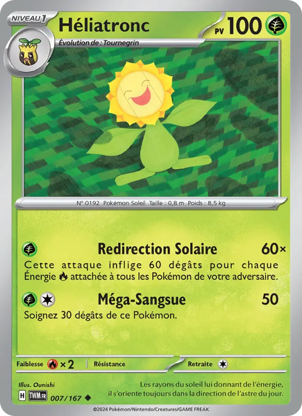 Carte Pokémon Héliatronc de l'extension Mascarade Crépusculaire