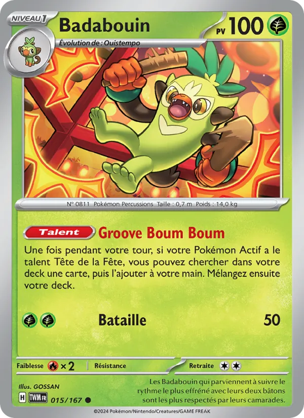 Carte Pokémon Badabouin de l'extension Mascarade Crépusculaire