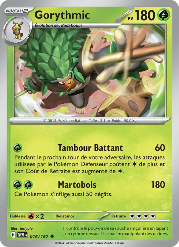 Carte Pokémon Gorythmic de l'extension Mascarade Crépusculaire
