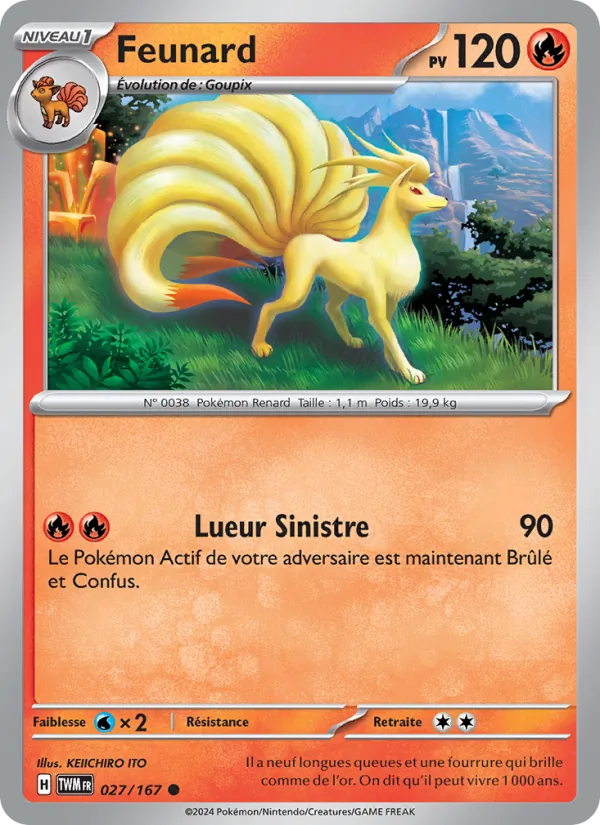Carte Pokémon Feunard de l'extension Mascarade Crépusculaire