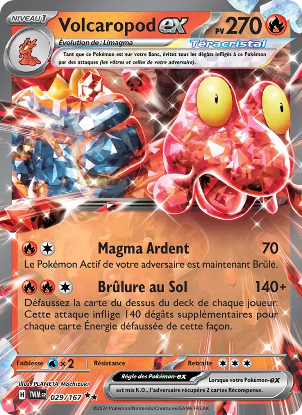 Carte Pokémon Volcaropod-ex de l'extension Mascarade Crépusculaire