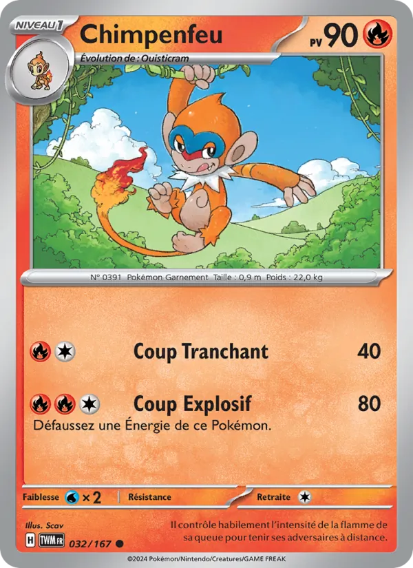 Carte Pokémon Chimpenfeu de l'extension Mascarade Crépusculaire