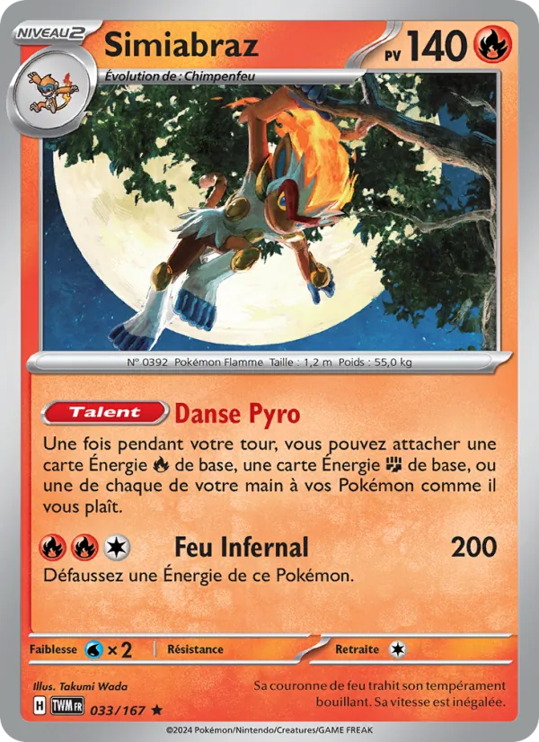 Carte Pokémon Simiabraz de l'extension Mascarade Crépusculaire