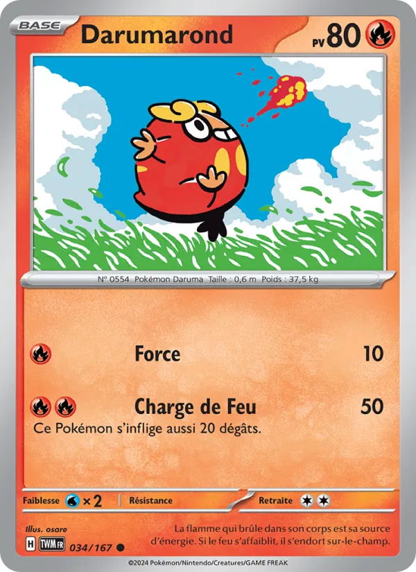 Carte Pokémon Darumarond de l'extension Mascarade Crépusculaire