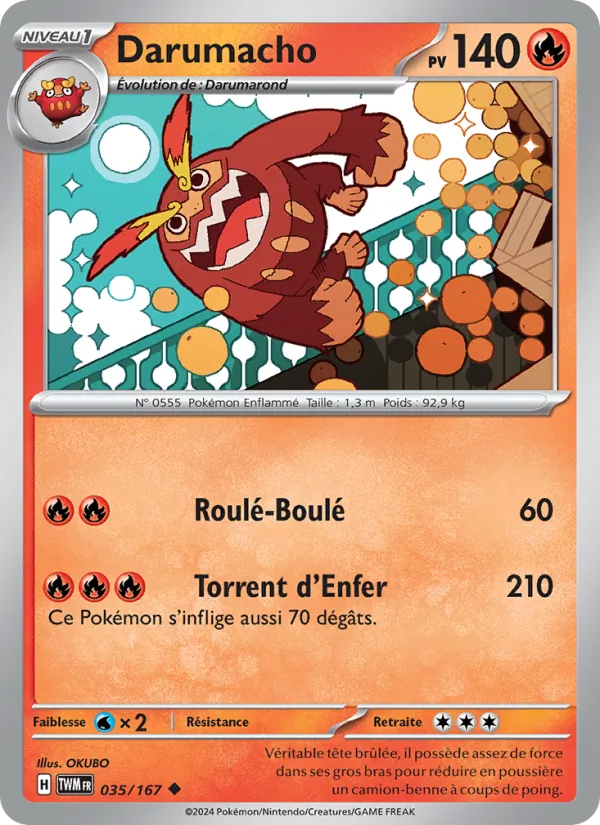 Carte Pokémon Darumacho de l'extension Mascarade Crépusculaire