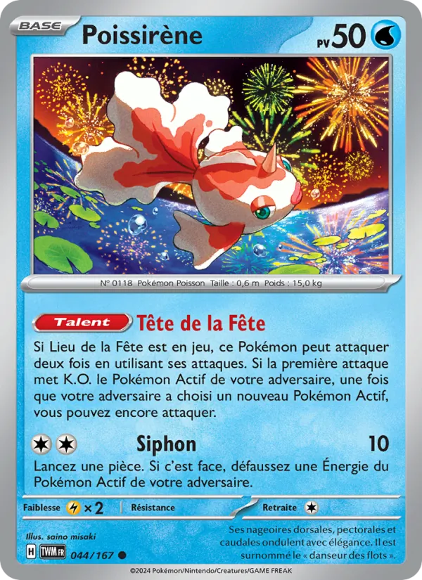 Carte Pokémon Poissirène de l'extension Mascarade Crépusculaire