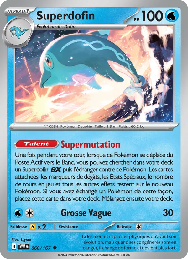 Carte Pokémon Superdofin de l'extension Mascarade Crépusculaire