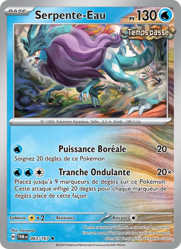 Carte Pokémon Serpente-Eau de l'extension Mascarade Crépusculaire