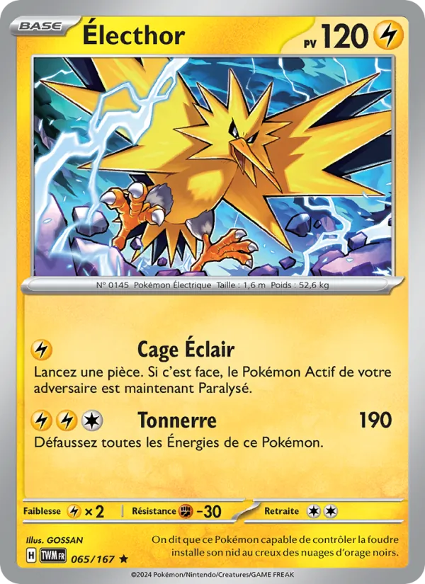 Carte Pokémon Électhor de l'extension Mascarade Crépusculaire