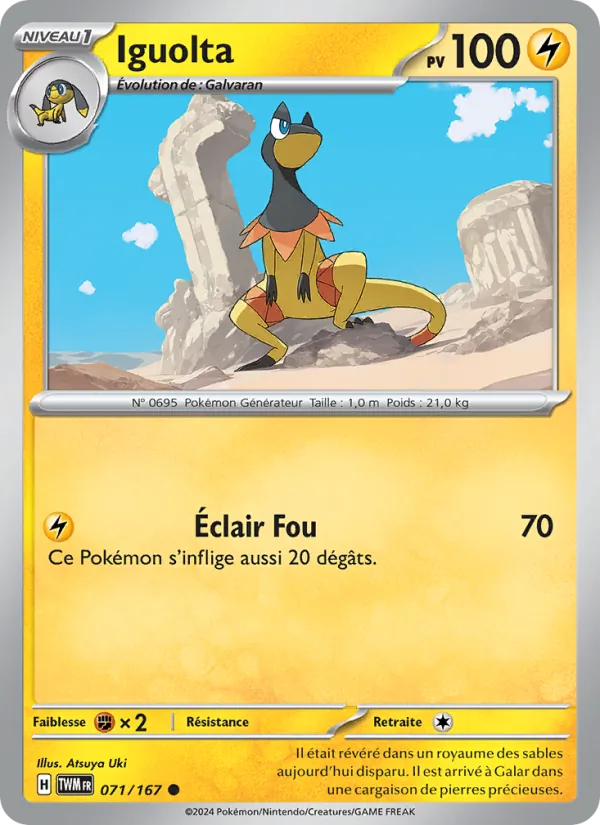 Carte Pokémon Iguolta de l'extension Mascarade Crépusculaire