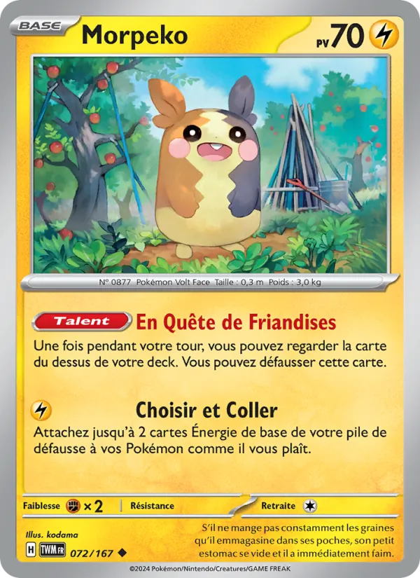 Carte Pokémon Morpeko de l'extension Mascarade Crépusculaire