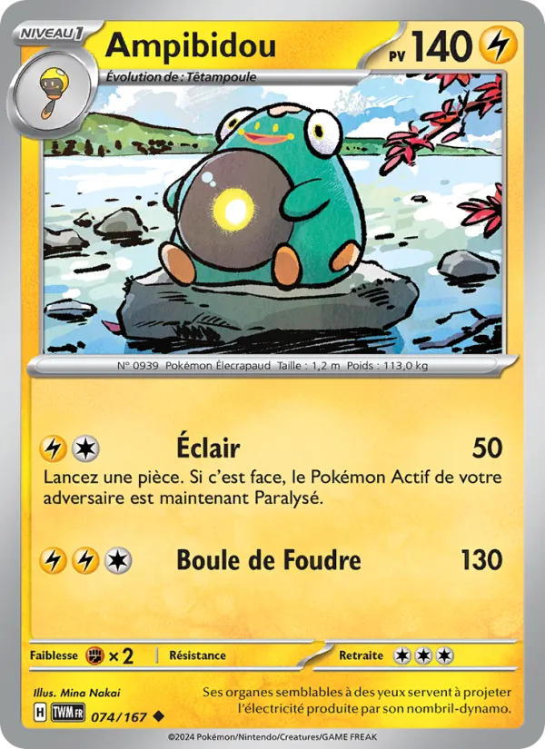 Carte Pokémon Ampibidou de l'extension Mascarade Crépusculaire