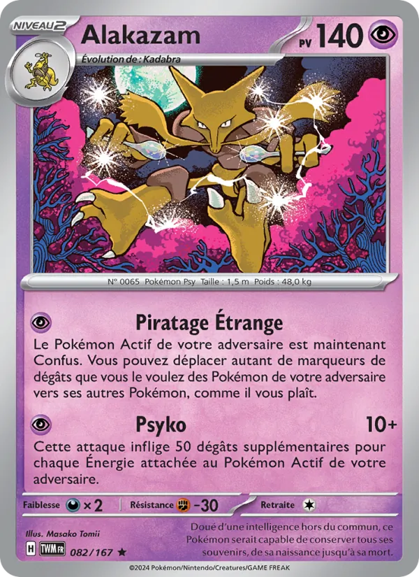 Carte Pokémon Alakazam de l'extension Mascarade Crépusculaire