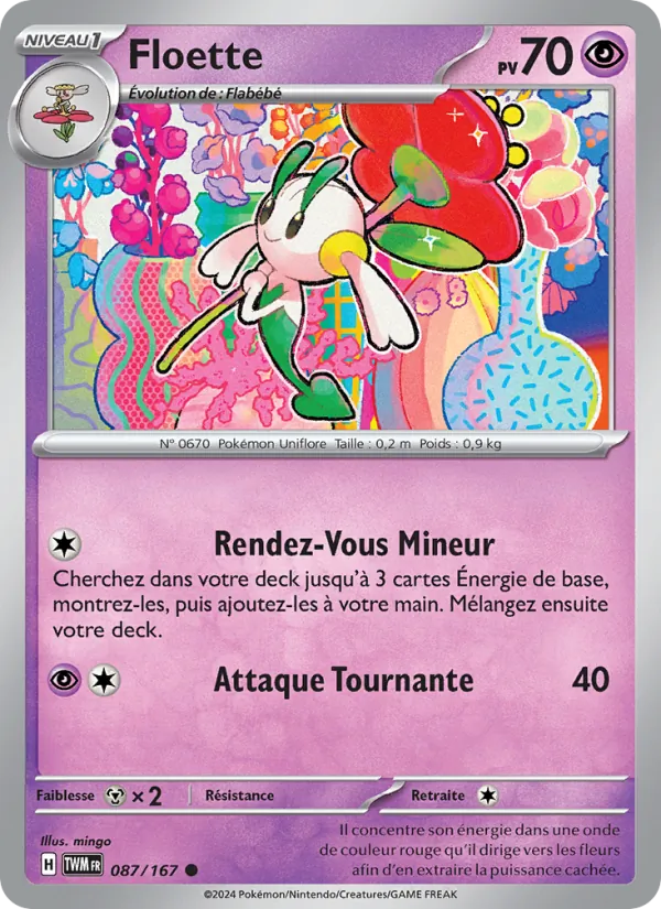 Carte Pokémon Floette de l'extension Mascarade Crépusculaire
