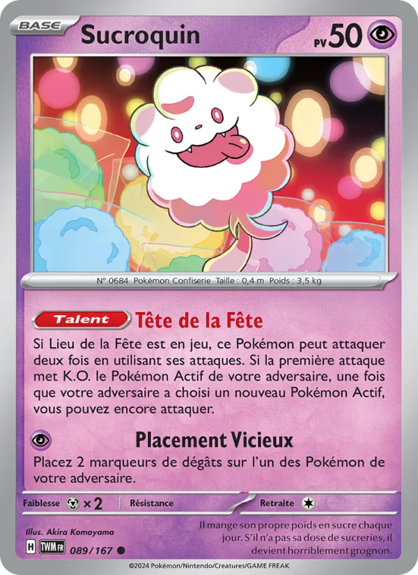 Carte Pokémon Sucroquin de l'extension Mascarade Crépusculaire