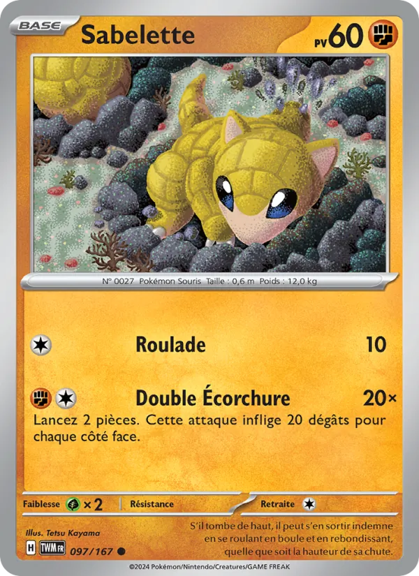 Carte Pokémon Sabelette de l'extension Mascarade Crépusculaire