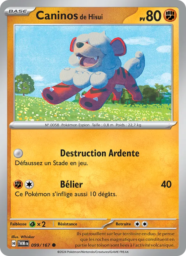 Carte Pokémon Caninos de Hisui de l'extension Mascarade Crépusculaire