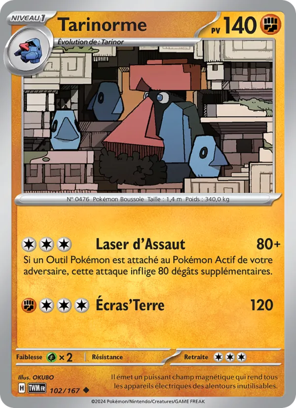 Carte Pokémon Tarinorme de l'extension Mascarade Crépusculaire