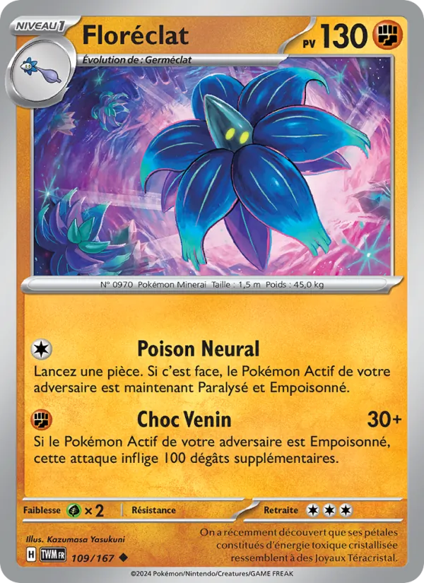 Carte Pokémon Floréclat de l'extension Mascarade Crépusculaire