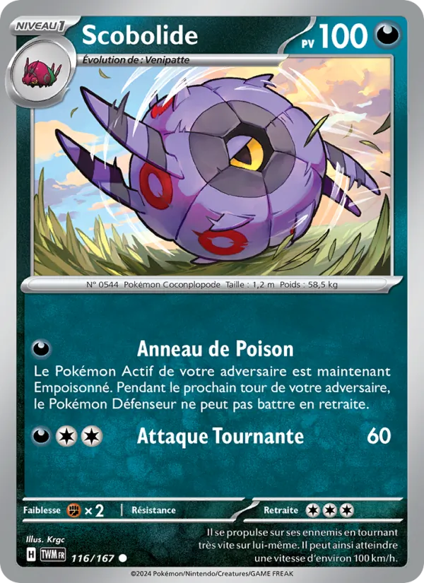 Carte Pokémon Scobolide de l'extension Mascarade Crépusculaire
