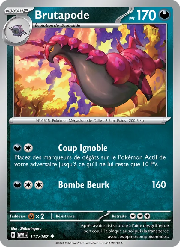 Carte Pokémon Brutapode de l'extension Mascarade Crépusculaire