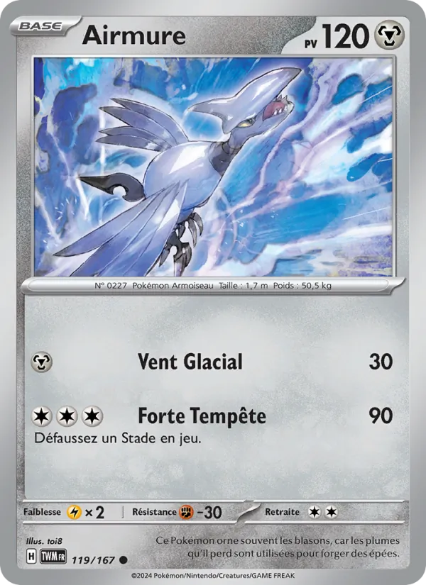 Carte Pokémon Airmure de l'extension Mascarade Crépusculaire