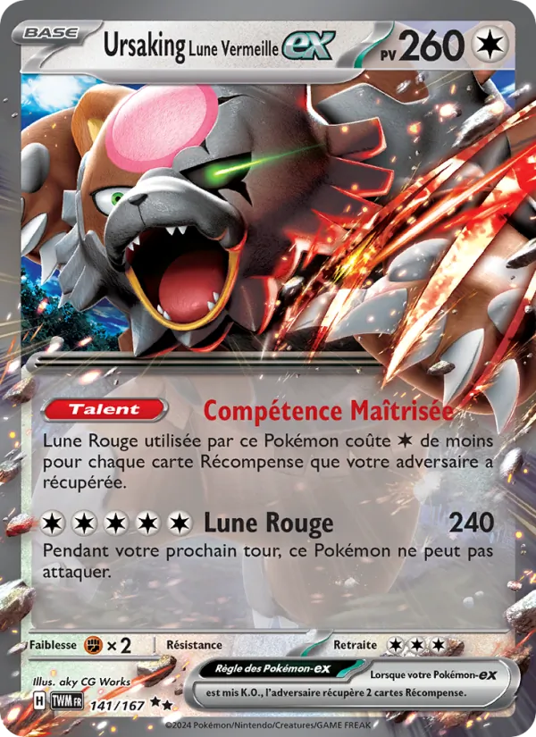 Carte Pokémon Ursaking Lune Vermeille-ex de l'extension Mascarade Crépusculaire