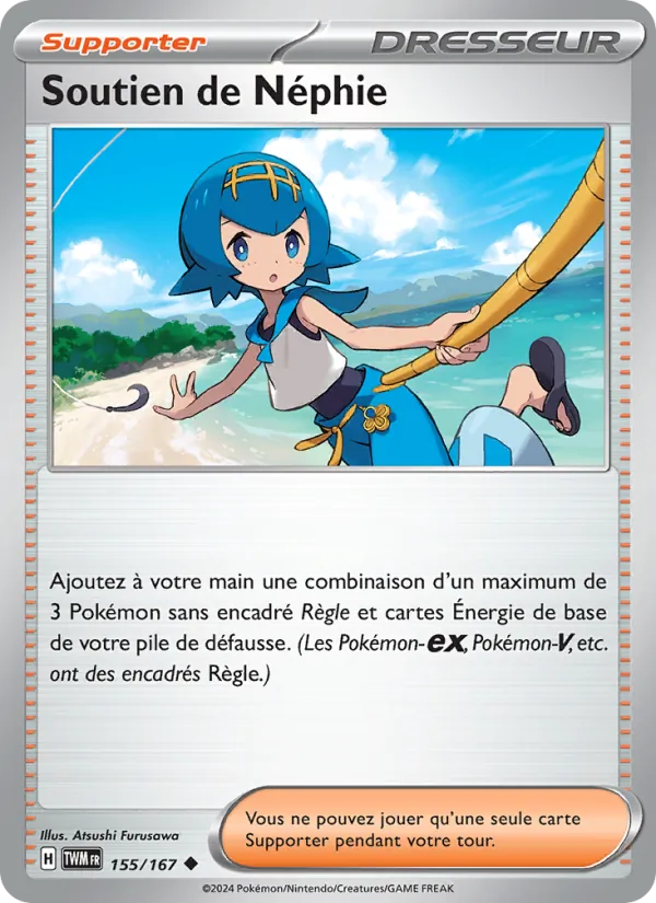Carte Pokémon Soutien de Néphie de l'extension Mascarade Crépusculaire