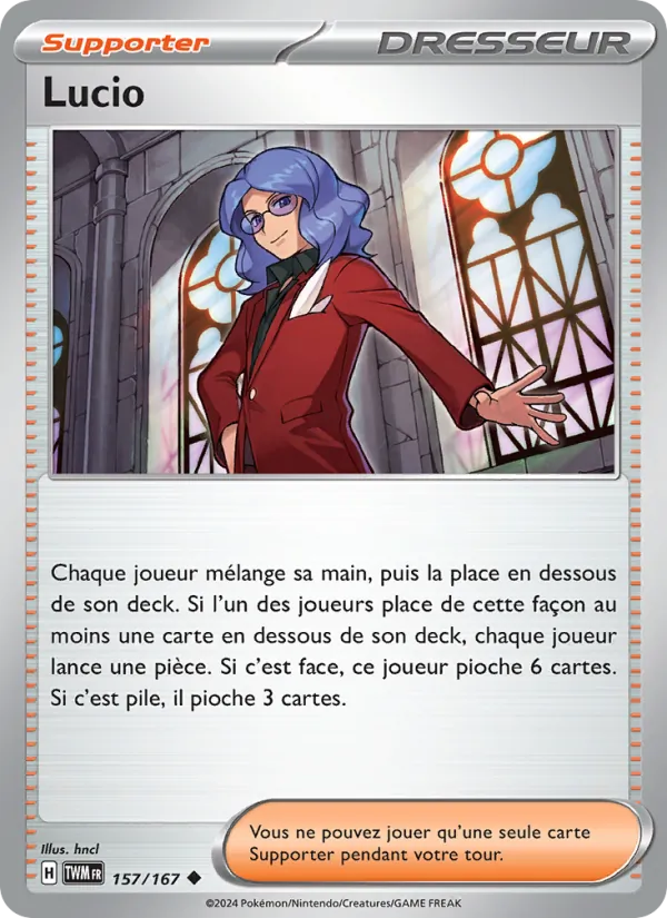 Carte Pokémon Lucio de l'extension Mascarade Crépusculaire