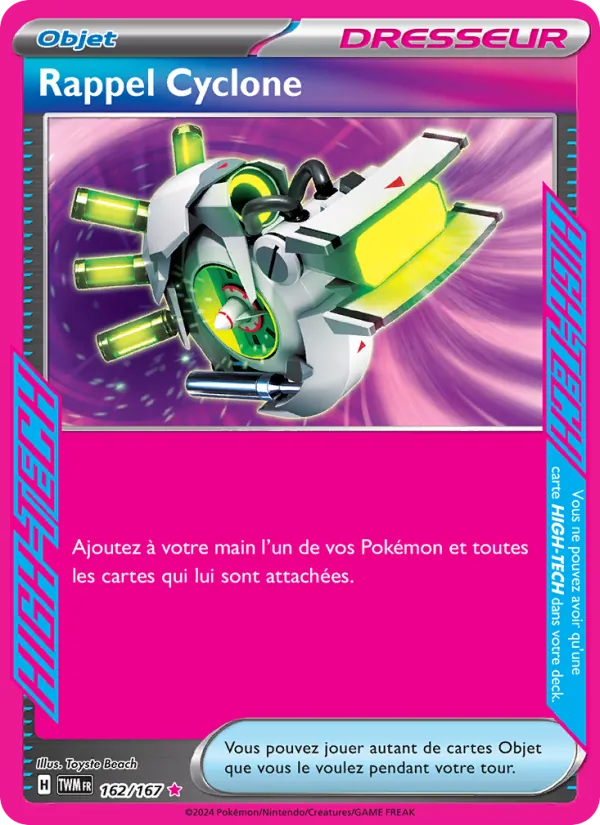Carte Pokémon Rappel Cyclone de l'extension Mascarade Crépusculaire